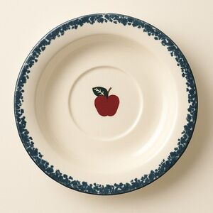 Chaparral Pottery USA Blue Rimmed Single Apple Plate 7” Diameter Made In USA